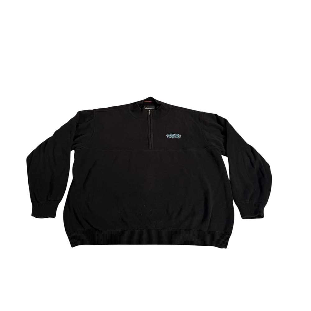 Greg Norman Carolina Panthers Y2K Satin Lined Quarter Zip Sweater Mens L Black